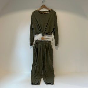 FREE PEOPLE matching set olive green Medium